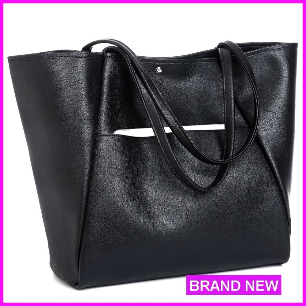 Oversized Vegan Leather Tote Bag Chic Minimal Work Travel Weekender Purse